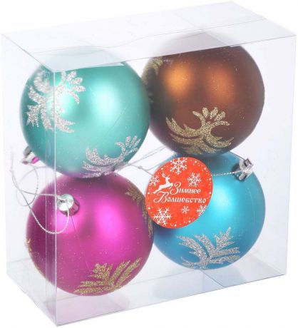 Набор елочных шаров, цвет: разноцветный, диаметр 8 см, 4 шт. 2122457