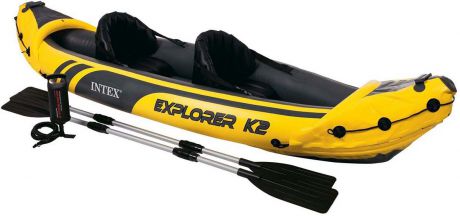 Лодка надувная Intex "Эксплорер К2 Kayak", с веслами и насосом, 196 х 102 х 33 см