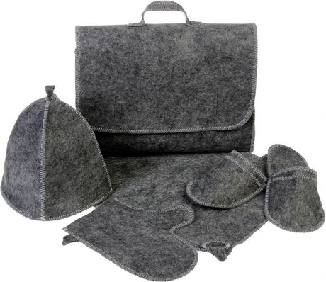 Набор банный портфель Добропаровъ, 2822379, 5 предметов, серый