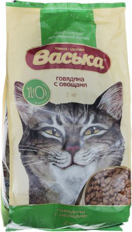 Корм сухой "Васька" для кошек, для профилактики мочекаменных болезней, с говядиной и овощами, 2 кг