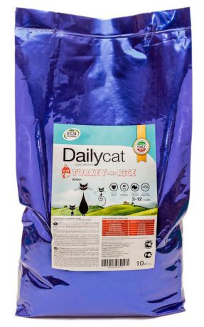 Корм сухой Daily Cat "Kitten Turkey", для котят, беременных и лактирующих кошек, с индейкой и рисом, 10 кг