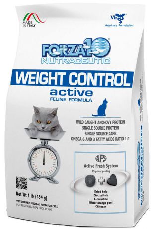 Корм сухой Forza10 "Active Line", для взрослых кошек, для снижения избыточного веса, 0,454 кг