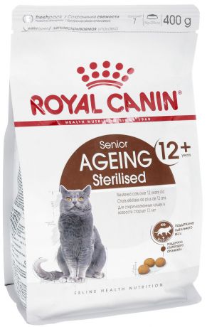 Корм сухой Royal Canin "Sterelised 12+", для кастрированных котов и стерилизованных кошек старше 12 лет, 400 г