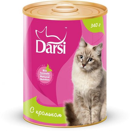 Консервы для кошек "Darsi", с кроликом, 340 г. 9235