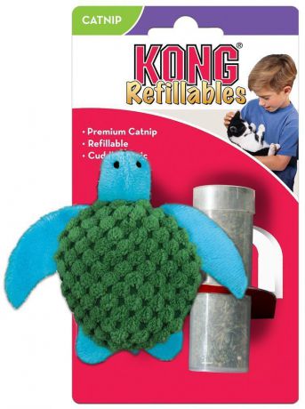 Игрушка для кошек Kong "Черепашка", с тубом кошачьей мяты, длина 9 см
