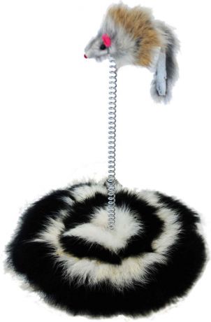 Игрушка для кошек Уют "Мышь", на пружинке, с подставкой, 15 x 20 см
