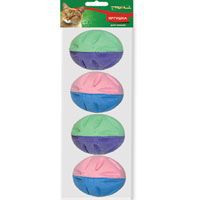 Игрушка для кошек Triol "Цветочный мячик", 4 шт, цвет: зеленый, фиолетовый, розовый, синий