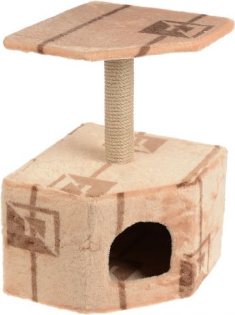 Игровой комплекс для кошек "Меридиан", с домиком и когтеточкой, цвет: в ассортименте, 39 х 39 х 57 см