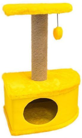 Домик-когтеточка Дарэлл "Конфетти", угловой, цвет: желтый, 49 х 37 х 70 см