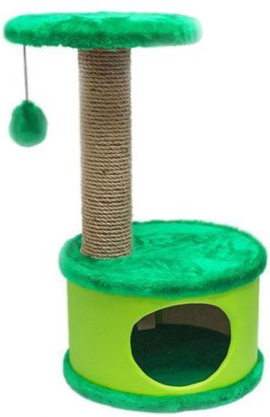 Домик-когтеточка Дарэлл "Конфетти", круглый, цвет: зеленый, 37 х 37 х 73 см