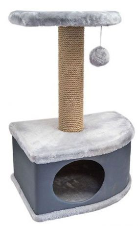 Домик-когтеточка Дарэлл "Конфетти", угловой, цвет: серый, 49 х 37 х 70 см