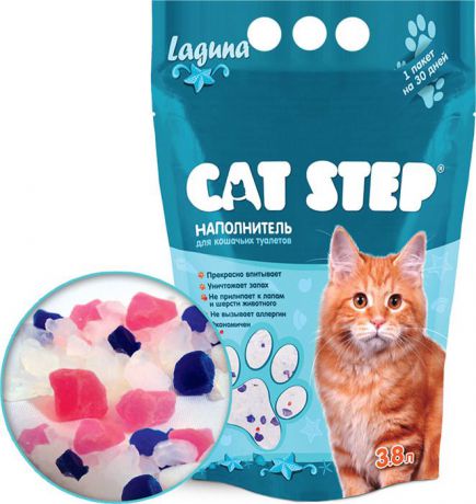 Наполнитель для кошачьих туалетов "Cat Step", силикагель, лагуна, 3,8 л