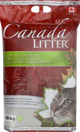 Наполнитель для кошачьих туалетов Canada Litter "Запах на Замке", комкующийся, с ароматом лаванды, 18 кг