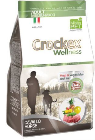 Корм сухой "Crockex Wellness" для собак средних и крупных пород, с кониной и рисом, 12 кг