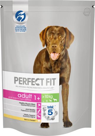 Корм сухой "Perfect Fit", для взрослых собак от 1 года средних и крупных пород, с курицей, 800 г