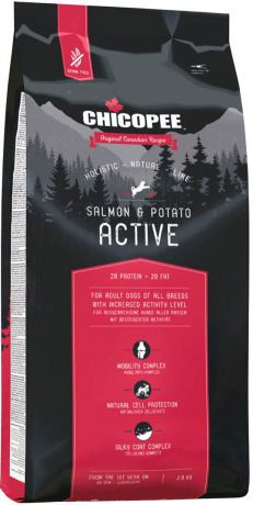 Корм сухой Chicopee "HNL Active Salmon & Potato", для активных собак всех пород, с мясом лосося и картофелем, 2 кг