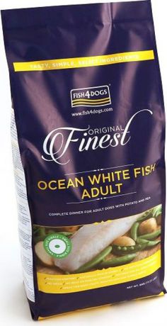 Корм сухой Finest "Ocean White Fish Adult", для собак мелких пород, с рыбой и кратофелем, 6 кг