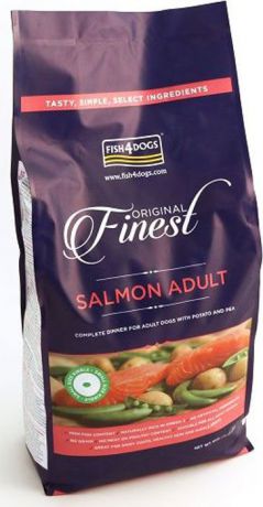 Корм сухой Finest "Salmon Adult", для собак мелких пород, с лососем и картофелем, 6 кг