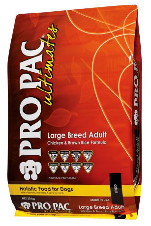Корм сухой Pro Pac Ultimates "Суперпремиум. Large Breed Adult" для взрослых собак крупных пород, c курицей и коричневым рисом, 20 кг