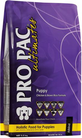 Корм сухой Pro Pac Ultimates "Суперпремиум. Puppy" для щенков, с курицей и коричневым рисом, 2,5 кг