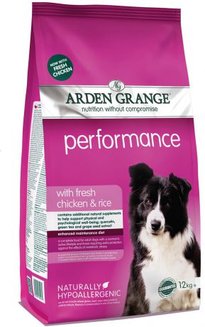 Корм сухой "Arden Grange", для взрослых активных собак, 12 кг