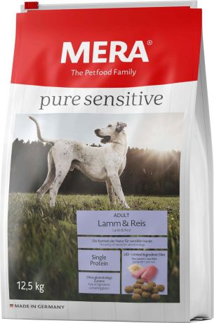 Сухой корм для собак Mera Pure Sensitive Adult, ягненок и рис, 12,5 кг