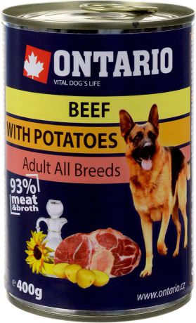 Консервы для собак "Ontario", с говядиной и картофелем, 400 г