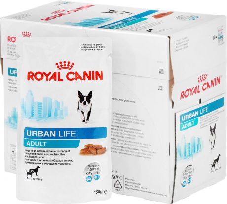 Консервы Royal Canin "Urban Life Adult", для взрослых собак, живущих в городских условиях, мелкие кусочки в соусе, 150 г, 10 шт