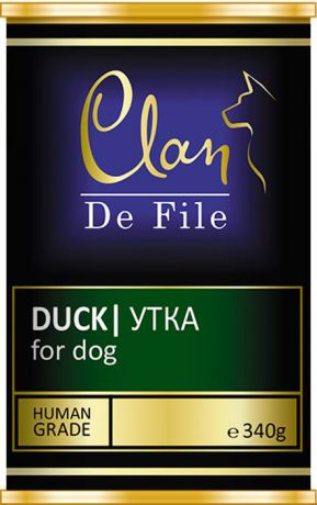 Корм консервированный Clan De File, для собак, с уткой, 340 г