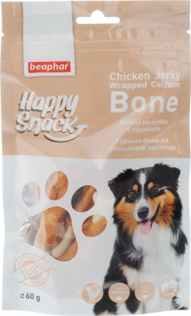 Лакомство для собак Beaphar "Happy Snack", куриное филе на кальциевой косточке, 60 г