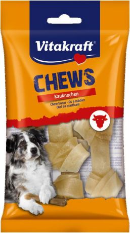 Лакомство для собак Vitakraft "Chews", жевательные кости, из сыромятной кожи, длина 10 см, 4 шт