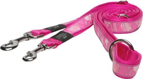 Поводок-перестежка для собак Rogz "Fancy Dress", цвет: розовый, ширина 1,1 см