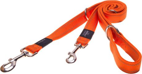 Поводок-перестежка для собак Rogz "Utility", цвет: оранжевый, ширина 1,1 см. Размер S