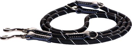 Поводок-перестежка для собак Rogz "Rope", цвет: черный, ширина 0,9 см. Размер M