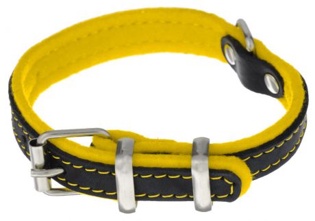 Ошейник для собак Аркон "Фетр", цвет: черный, желтый, ширина 1,6 см, длина 32 см. оф16