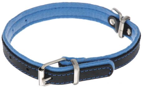 Ошейник для собак Аркон "Фетр", цвет: черный, голубой, ширина 1,6 см, длина 32 см. оф16