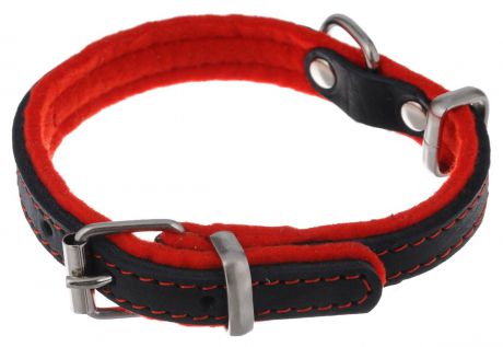 Ошейник для собак Аркон "Фетр", цвет: черный, красный, ширина 1,6 см, длина 32 см. оф16