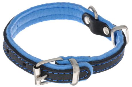 Ошейник для собак Аркон "Фетр", цвет: черный, голубой, ширина 2 см, длина 43 см. оф20