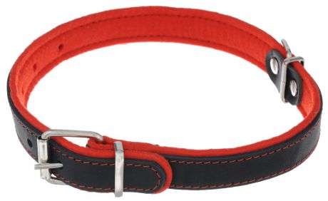 Ошейник для собак Аркон "Фетр", цвет: черный, красный, ширина 2,5 см, длина 57 см