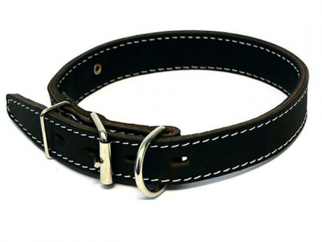 Ошейник для собак Каскад, двойной, с кольцом перед пряжкой, ширина 2,5 см, диаметр 39-46 см, цвет: черный