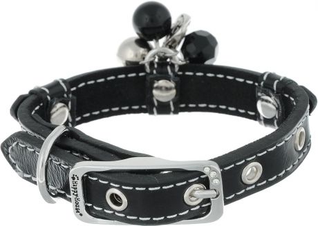 Ошейник для собак Happy House "Beads", цвет: черный, обхват шеи 18-24 см, ширина 1,5 см. Размер XXS
