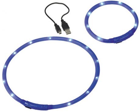 Шнур "Nobby", для собак, светодиодный, на аккумуляторах, цвет: синий, длина 40 см