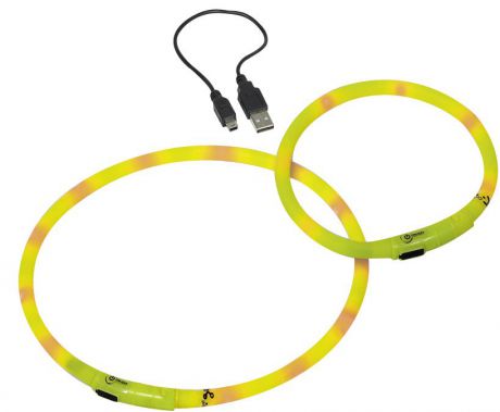 Шнур "Nobby", для собак, светодиодный, на аккумуляторах, цвет: желтый, длина 70 см