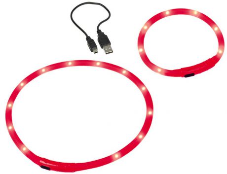 Шнур "Nobby", для собак, светодиодный, на аккумуляторах, цвет: красный, длина 40 см