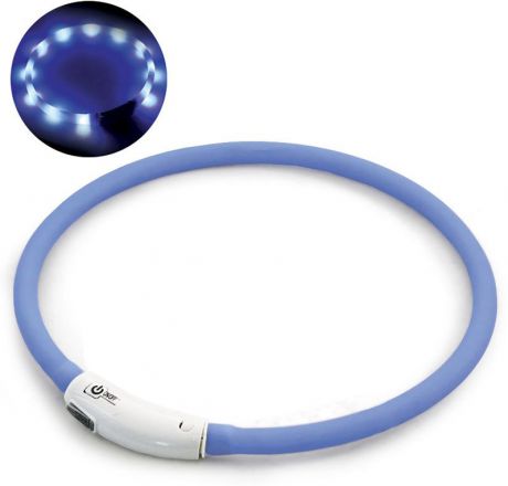 Ошейник для собак Triol "Шнурок", светодиодный, с usb зарядкой, цвет: синий, размер M