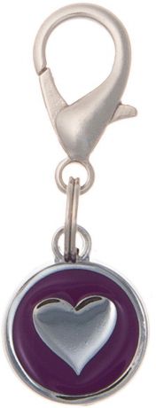Адресник V.I.Pet "Сердечко", под гравировку, круглый, малый, цвет: фиолетовый, диаметр 14 мм
