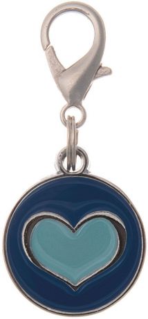 Адресник V.I.Pet "Сердечко", под гравировку, круглый, средний, цвет: сине-бирюзовый, диаметр 21 мм