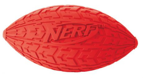 Мяч для собак Nerf "Регби", с пищалкой, цвет: красный, 10 см