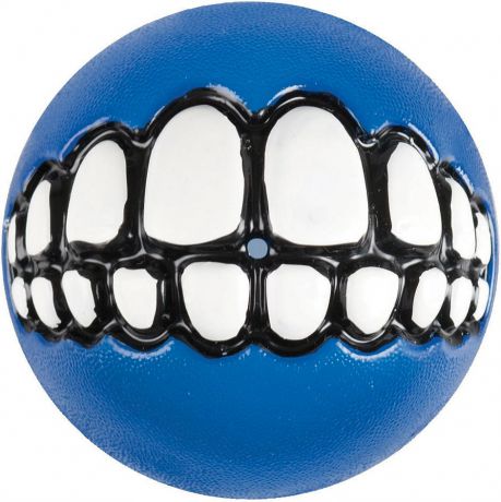 Игрушка для собак Rogz "Grinz. Зубы", с отверстием для лакомства, цвет: синий, диаметр 4,9 см