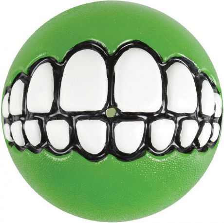 Игрушка для собак Rogz "Grinz. Зубы", с отверстием для лакомства, цвет: лайм, диаметр 6,4 см